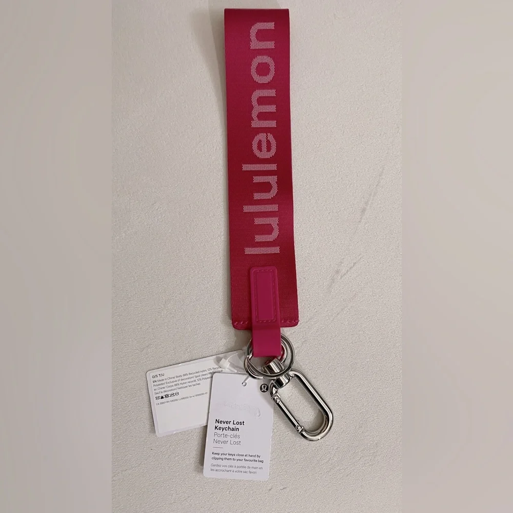 Lululemon NWT Never Lost Keychain (PSNT/WHT) Color Code Pink & White